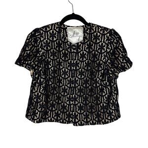 Milly of New York Black Lace Crop Jacket Size 6 Shrug Cocktail‎